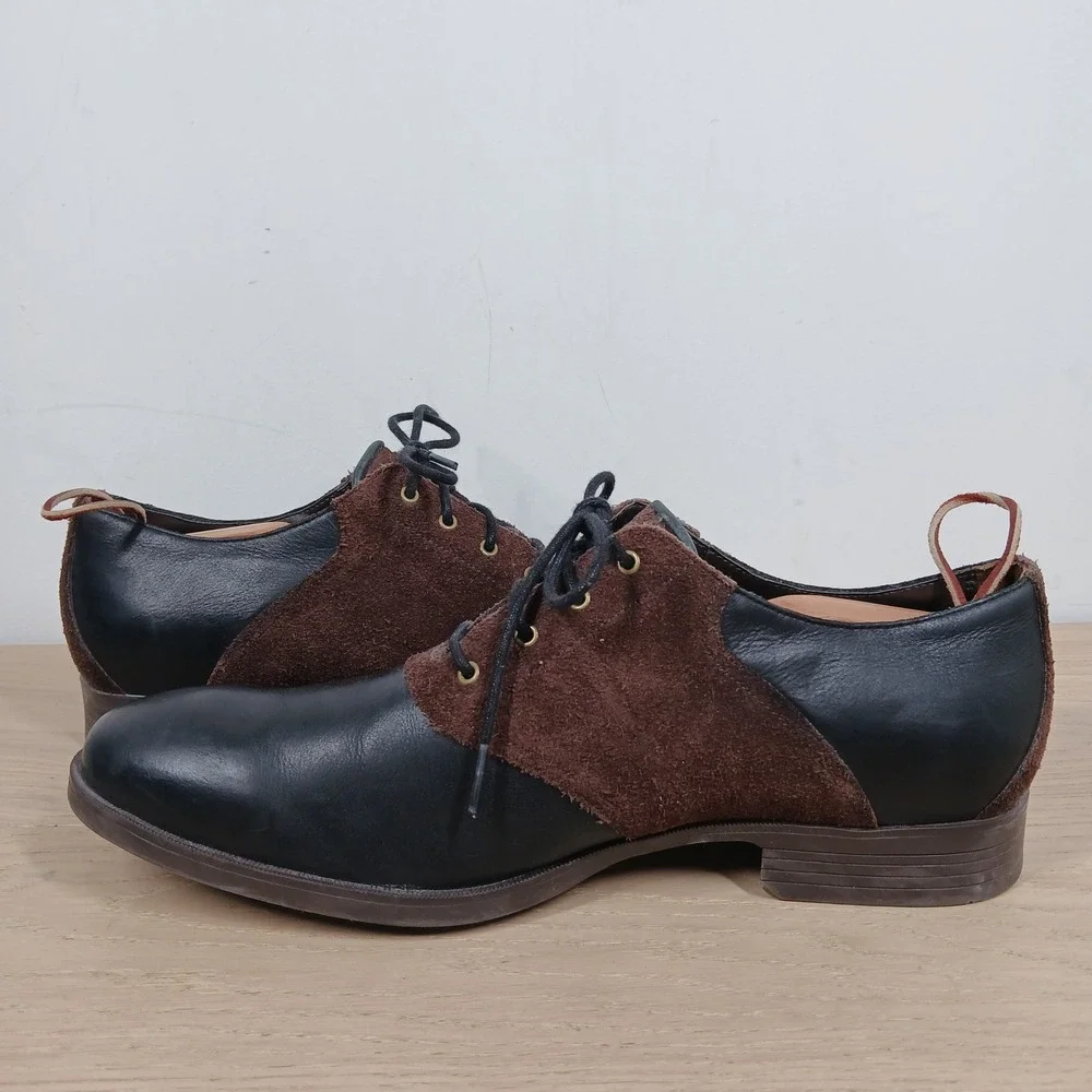 Cole Haan Oxfords Mens 11 Black Brown Leather Lace Up Dress Comfort Sole Classic
